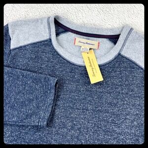 Tommy Bahama Island Sleepwear Pullover Men's L Blue Cotton Crew Long Sleeve NWT